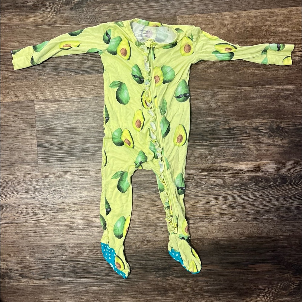Posh Peanut Mustache Avocado Bamboo Footie Pajama